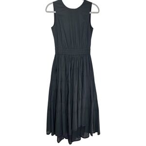 Casa Fline Linen Blend Midi Tiered Dress Size Small/F Black Sleeveless Back Tie
